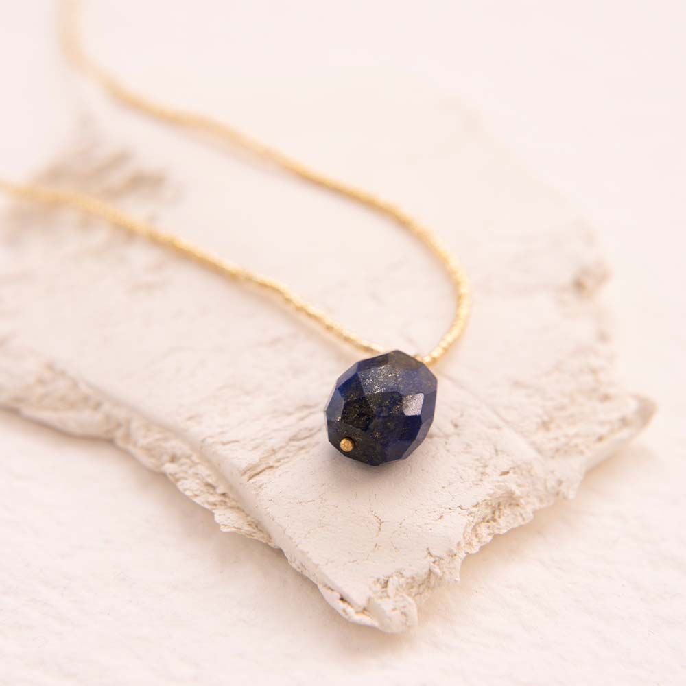 Calm Lapis Lazuli Gold Colored Necklace