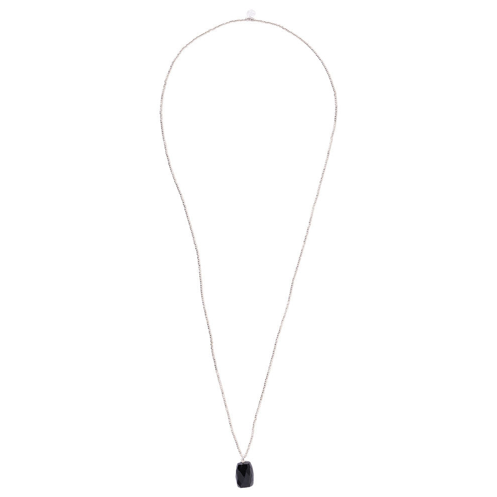 Calm Black Onyx Silver Colored Necklace