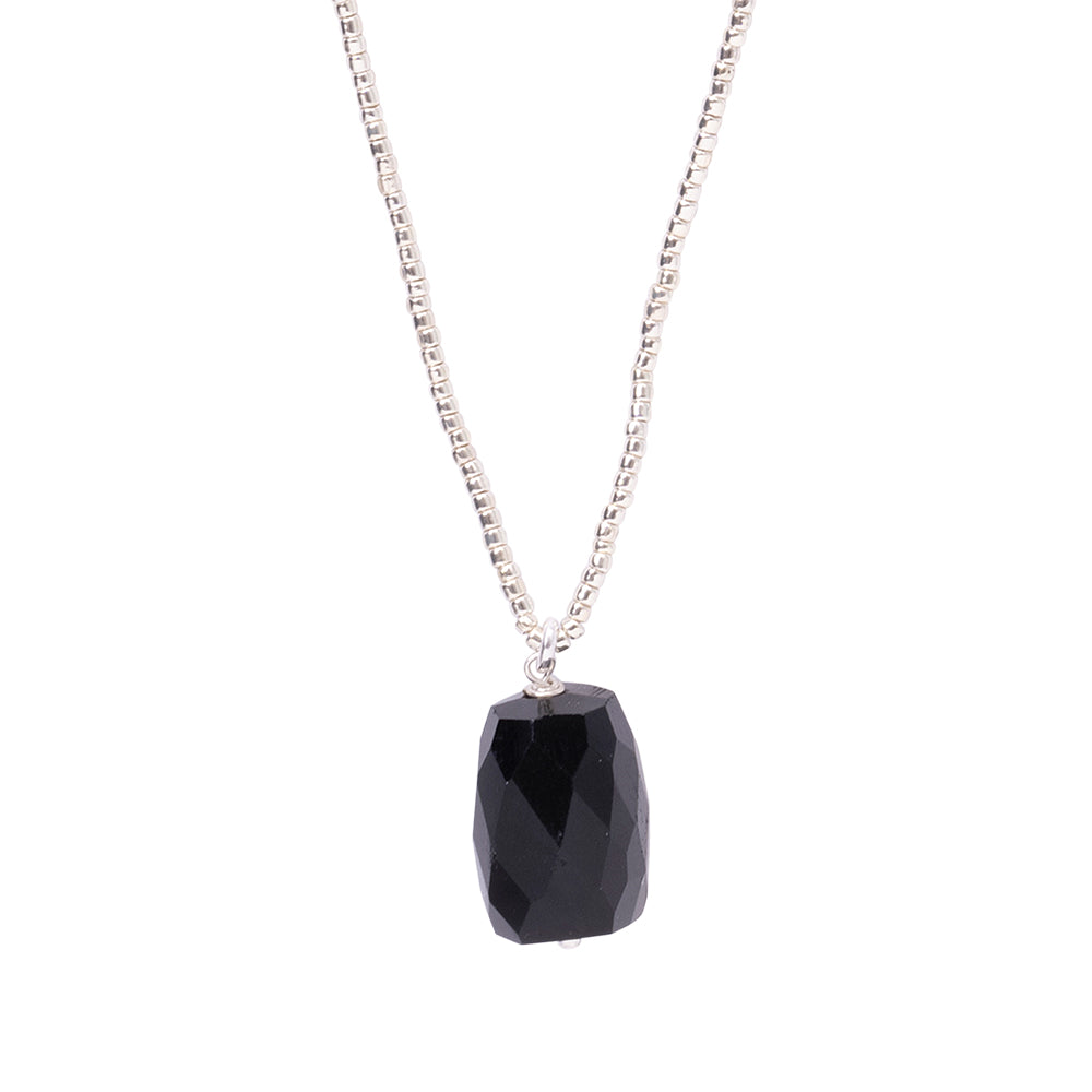 Calm Black Onyx Silver Colored Necklace