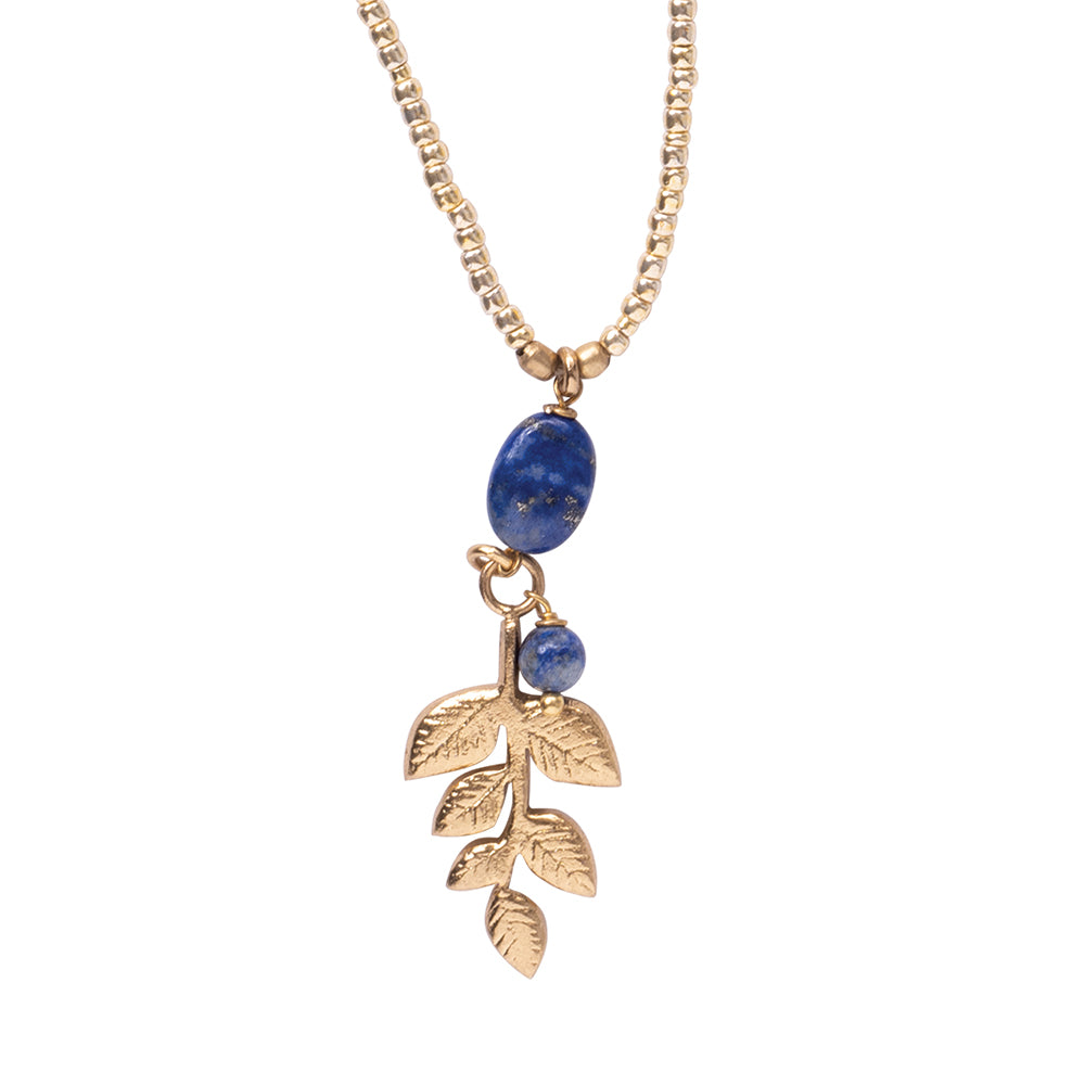 Blessing Lapis Lazuli Gold Colored Necklace