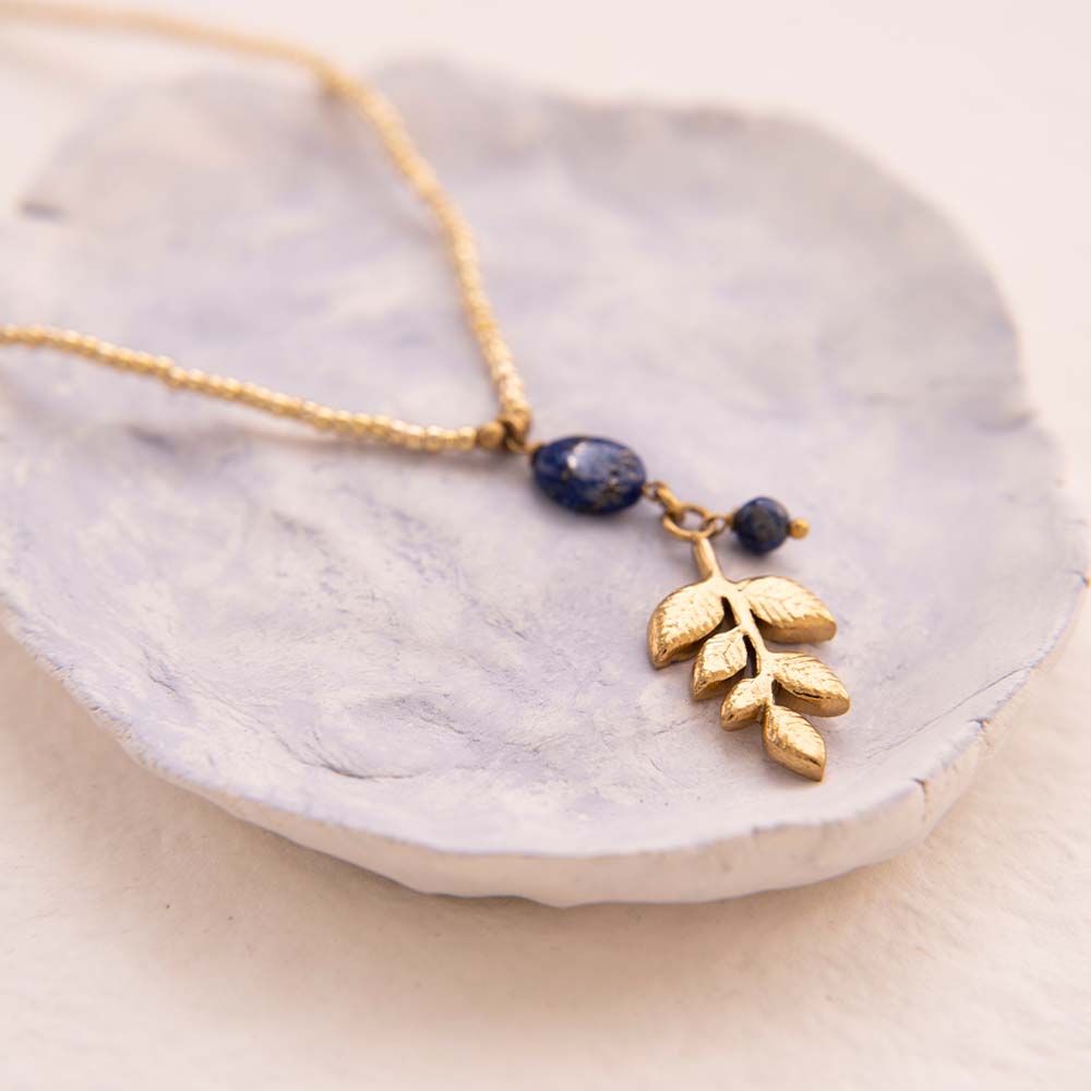 Blessing Lapis Lazuli Gold Colored Necklace