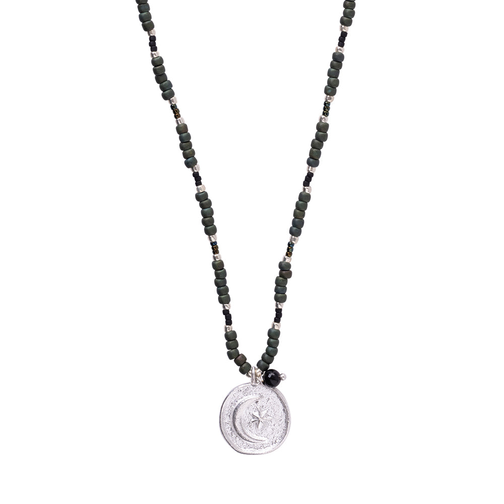 Caring Black Onyx Silver Colored Necklace