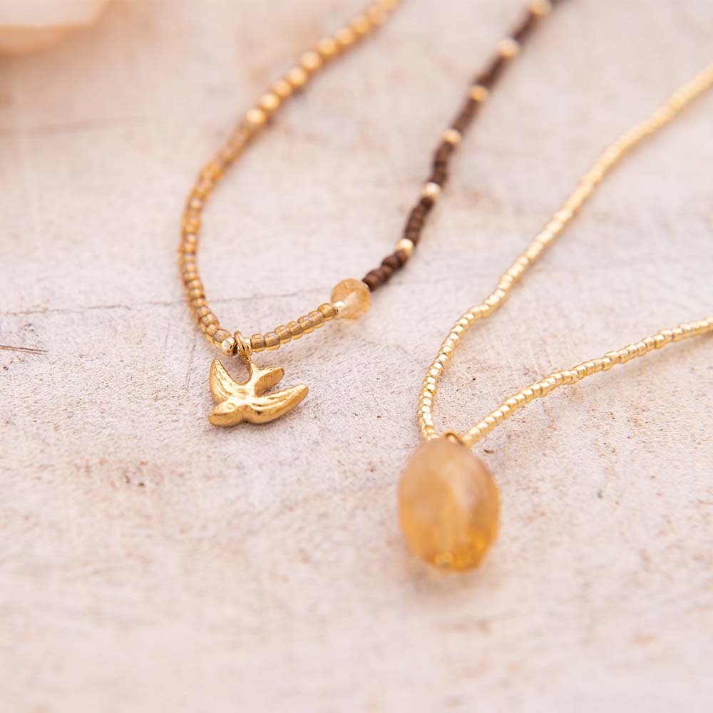 Feel Citrine Gold Colored Necklace