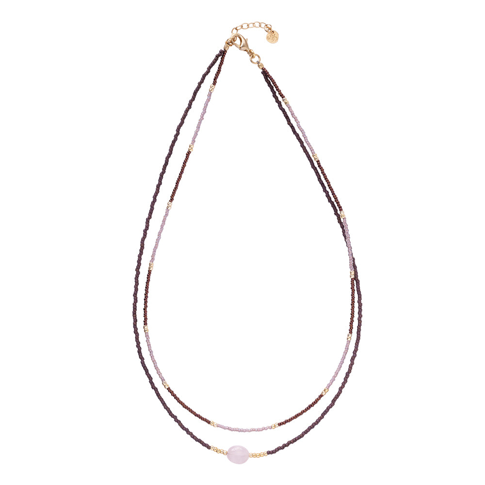 Devotion Rose Quartz Gold Colored Necklace