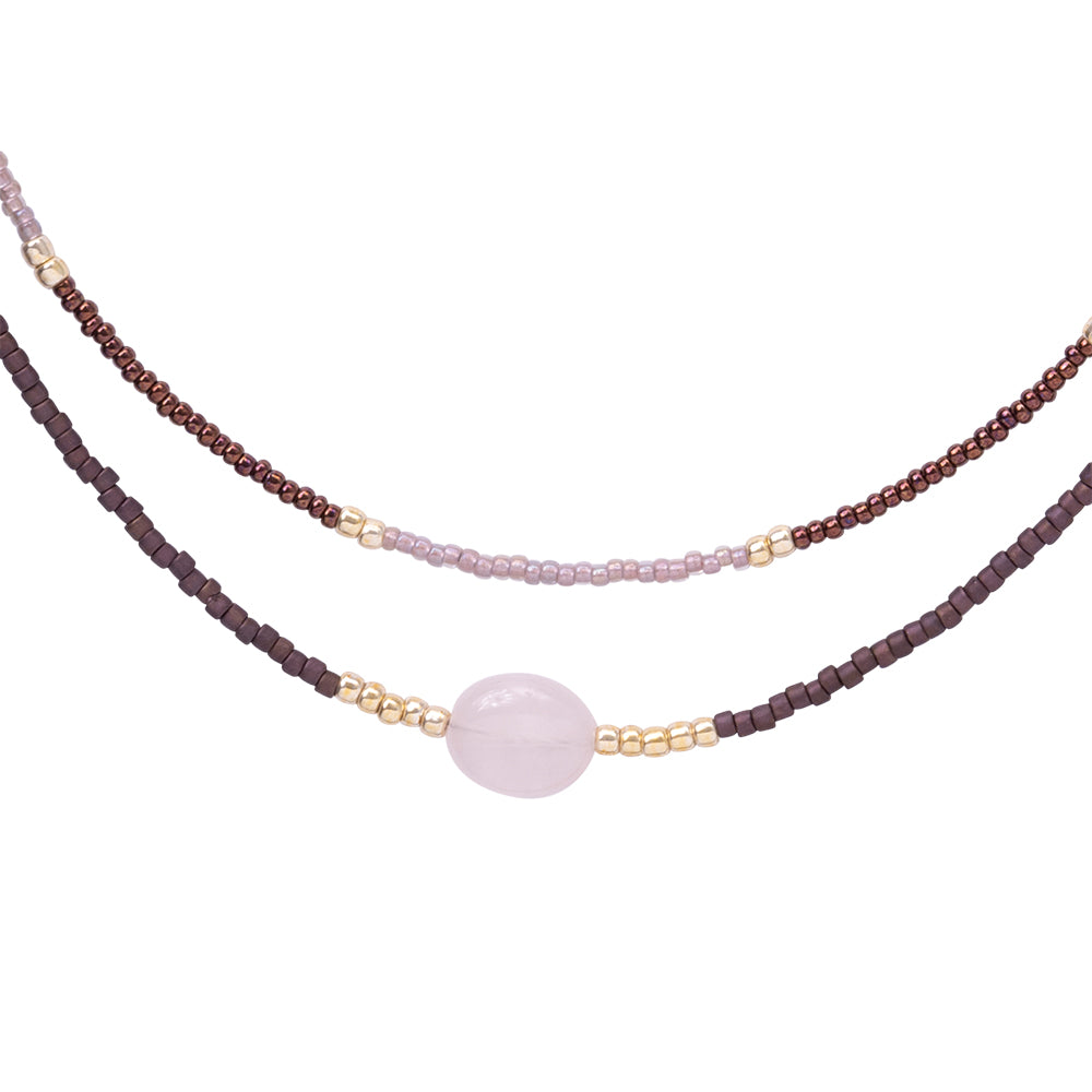 Devotion Rose Quartz Gold Colored Necklace