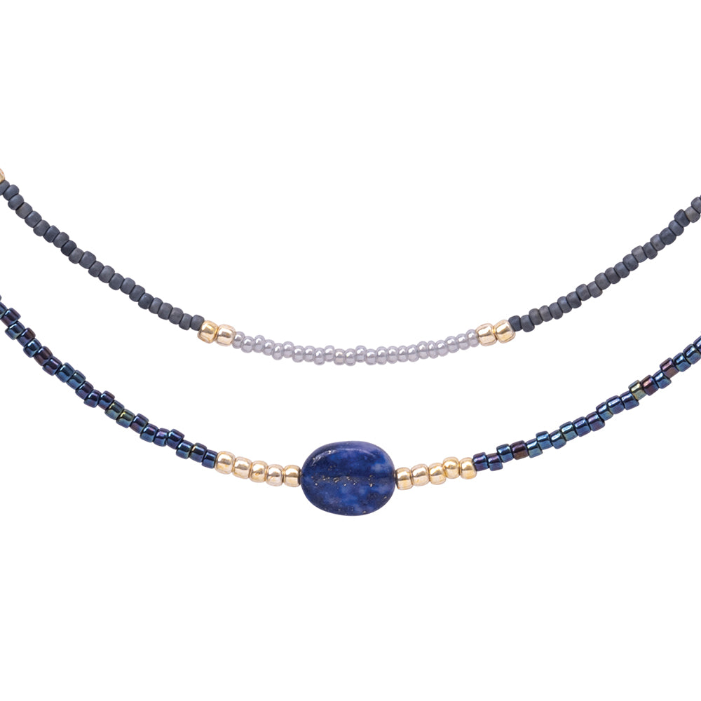 Devotion Lapis Lazuli Gold Colored Necklace