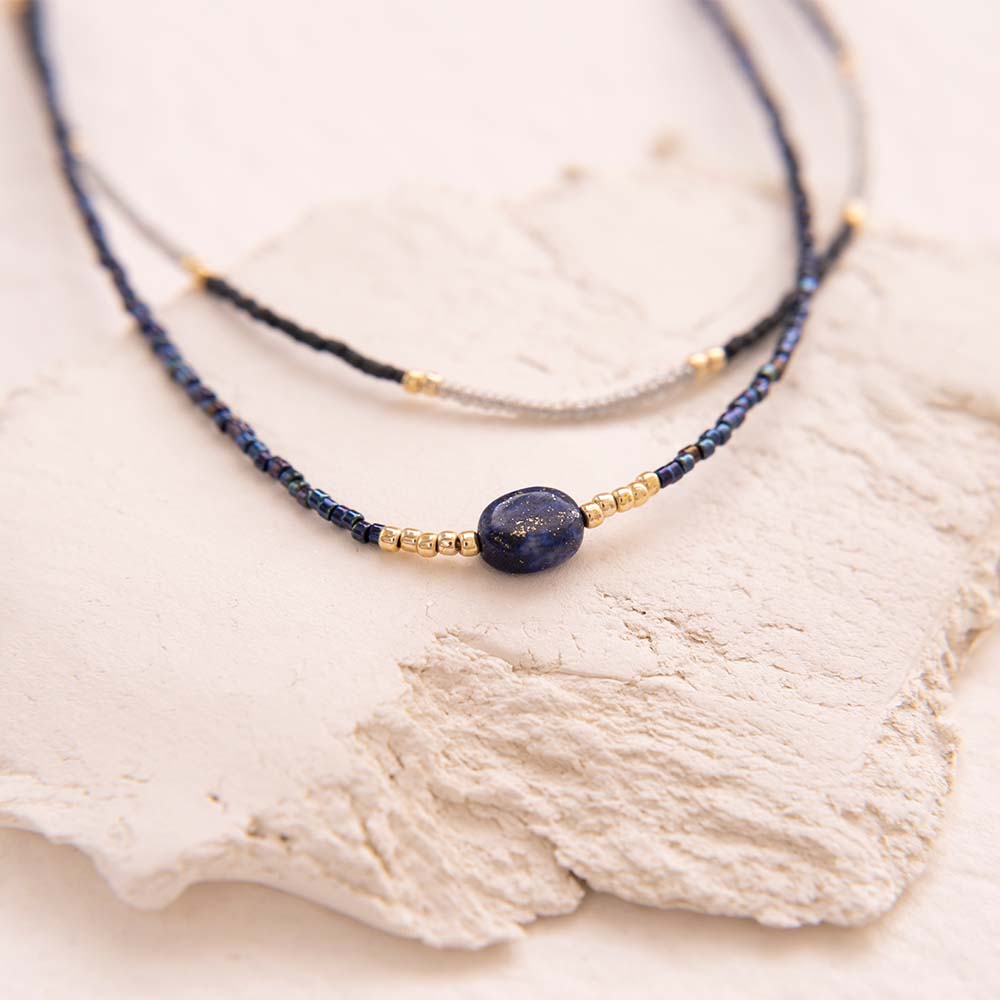 Devotion Lapis Lazuli Gold Colored Necklace