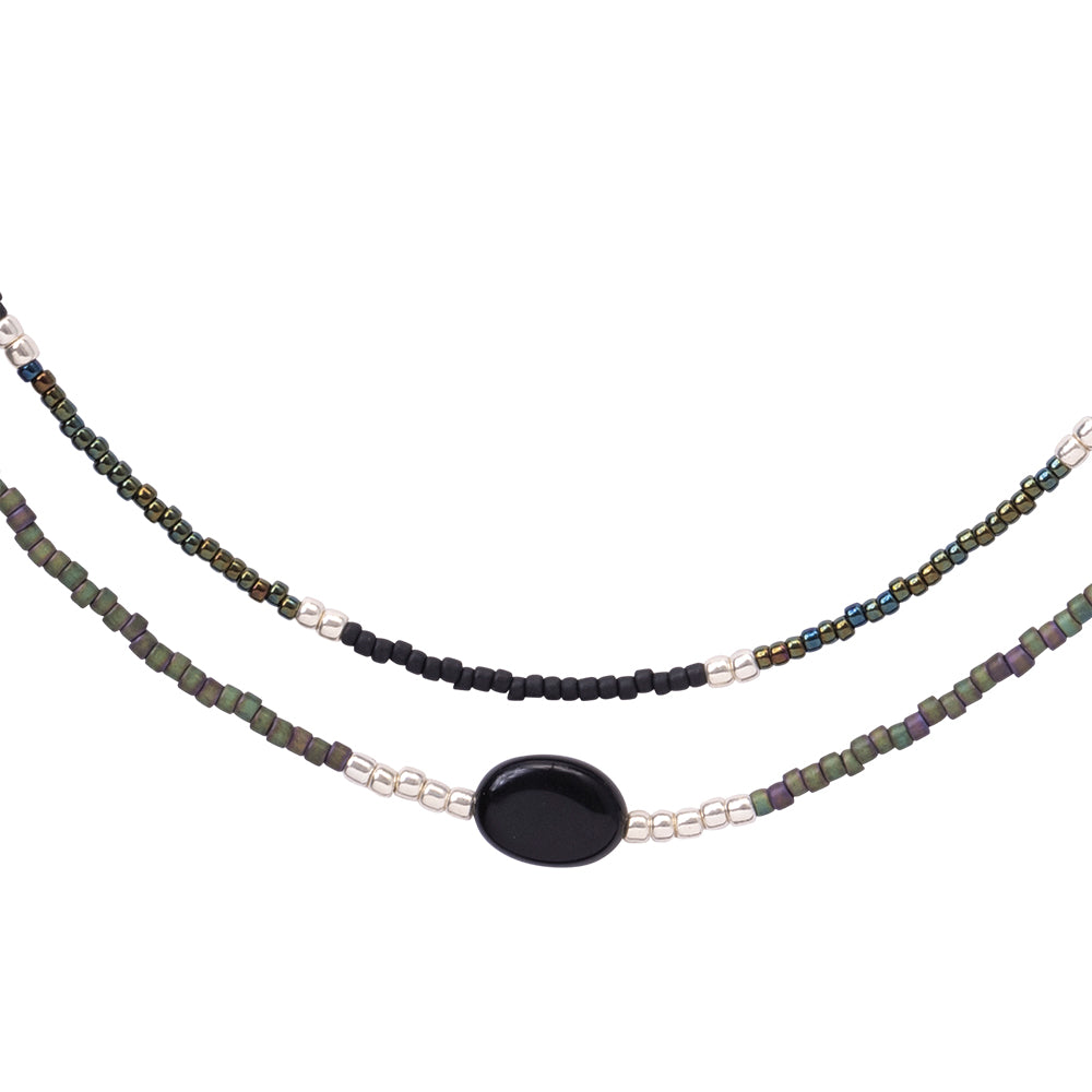 Devotion Black Onyx Silver Colored Necklace