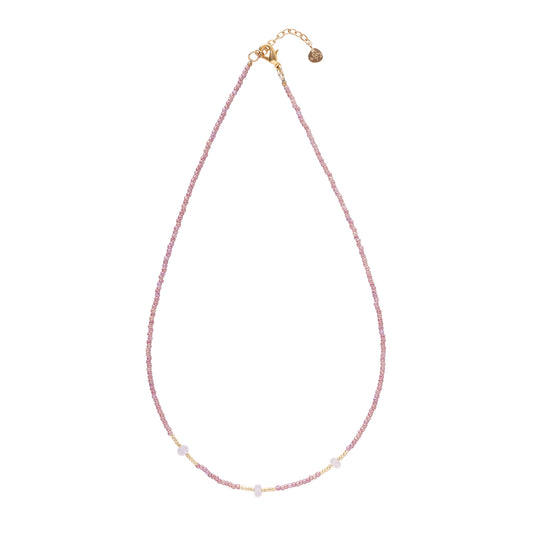 Brightly Rose Quartz Gold Colored Necklace