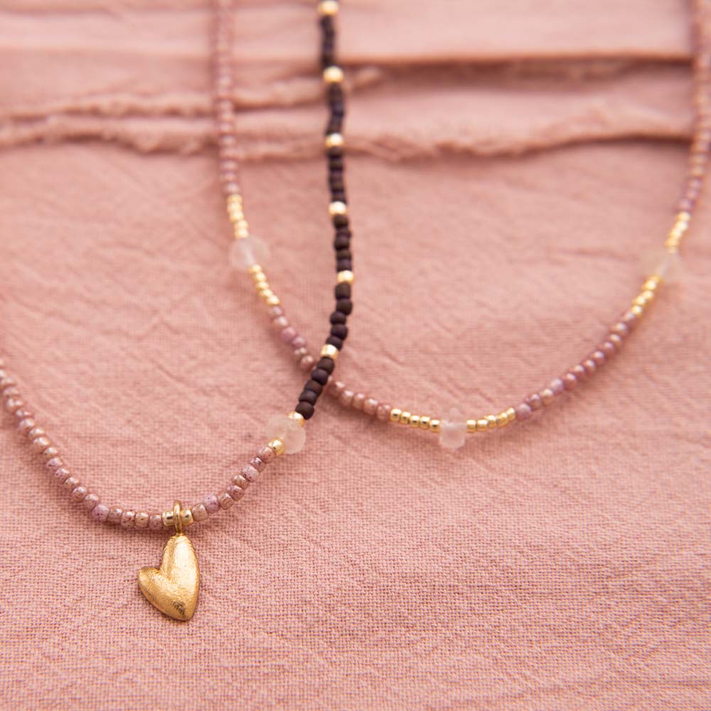 Brightly Rose Quartz Gold Colored Necklace