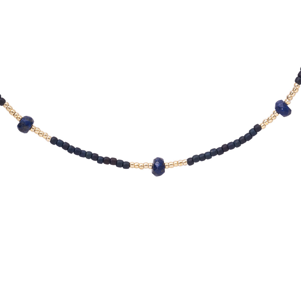 Brightly Lapis Lazuli Gold Colored Necklace