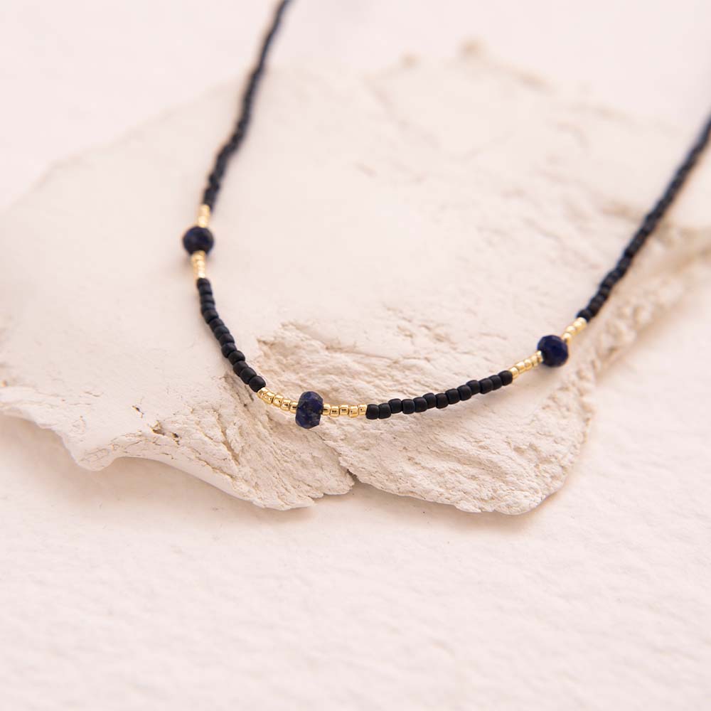 Brightly Lapis Lazuli Gold Colored Necklace