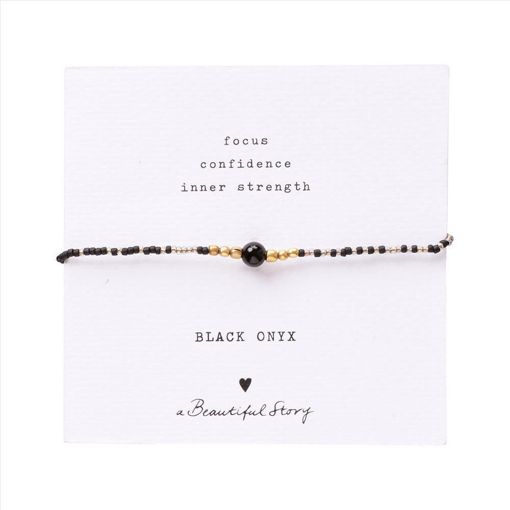 Iris Card Black Onyx Gold Colored Bracelet