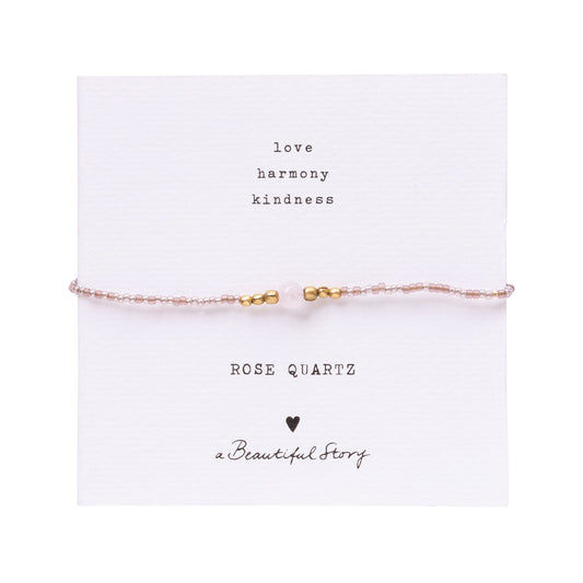 Iris Card Rose Quartz Gold Colored Bracelet