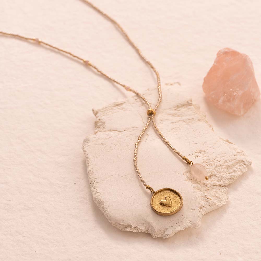 Purpose Rose Quartz Gold Colored Necklace