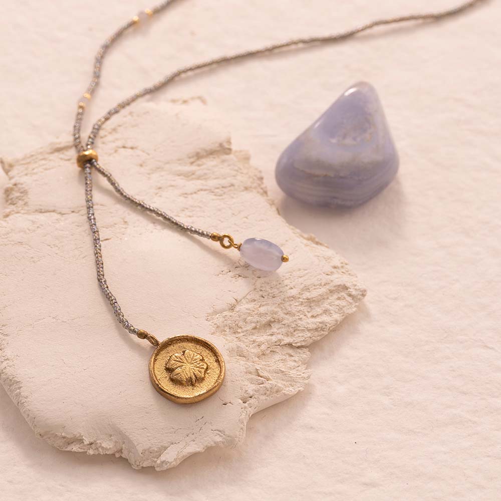 Purpose Blue Lace Agate Gold Colored Necklace