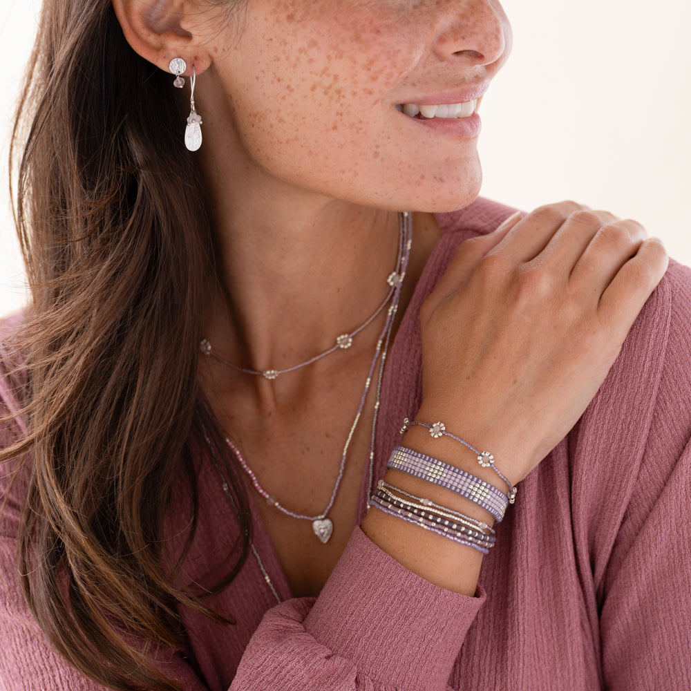 Seaside Rose Quartz Silver Colored Bracelet