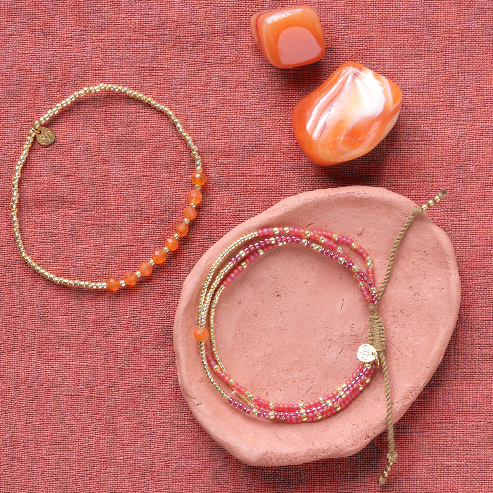 Sensation Carnelian Gold Colored Bracelet