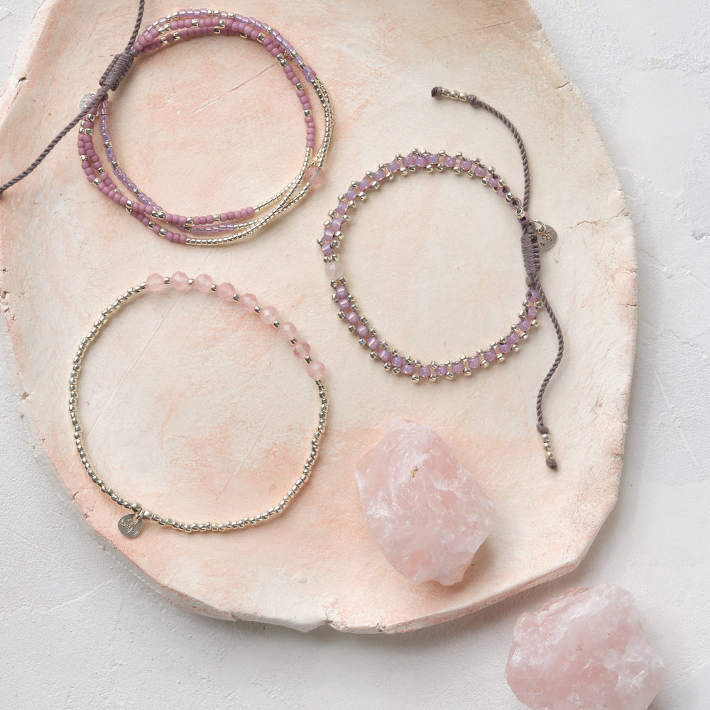 Sensation Rose Quartz Silver Colored Bracelet