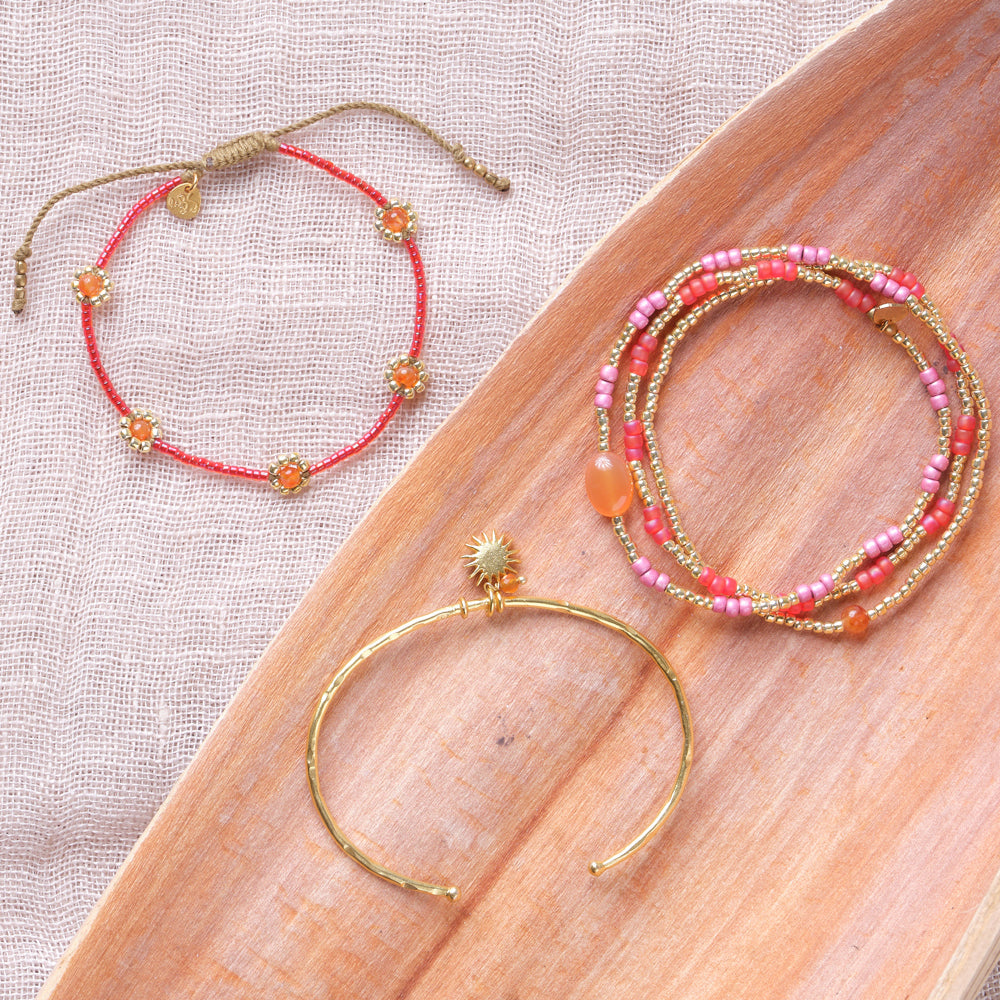 Botanic Carnelian Gold Colored Bracelet