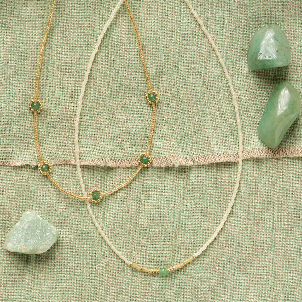 Excitement Aventurine Gold Colored Necklace