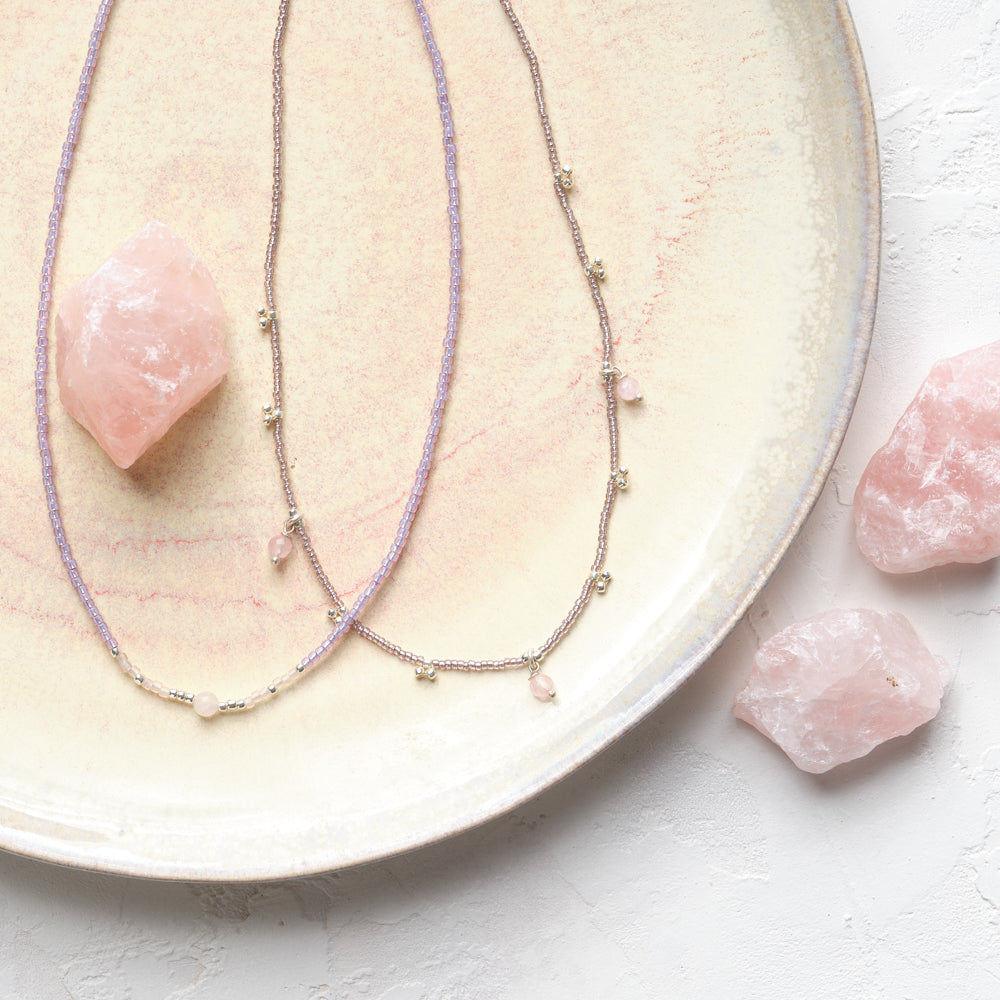 Excitement Rose Quartz Silver Colored Necklace