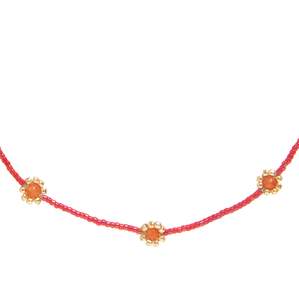 Flourish Carnelian Gold Colored Necklace