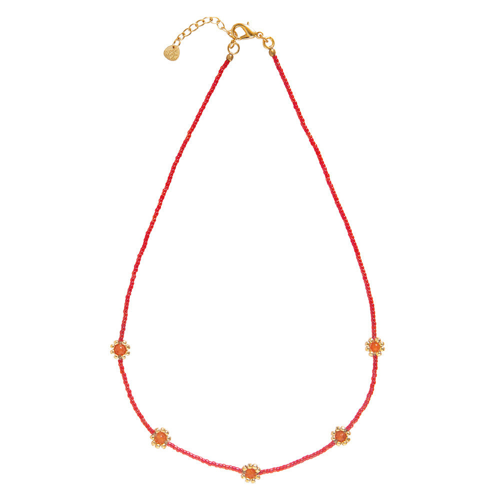 Flourish Carnelian Gold Colored Necklace