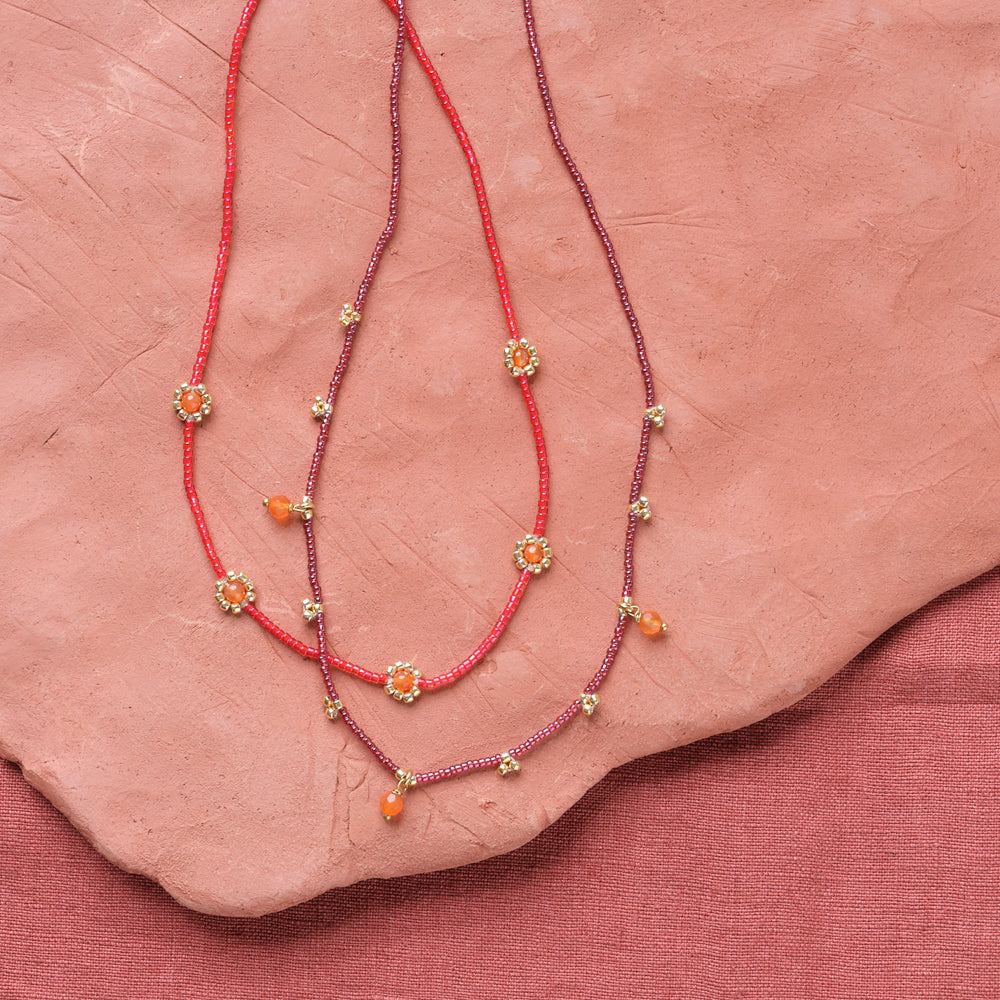 Flourish Carnelian Gold Colored Necklace