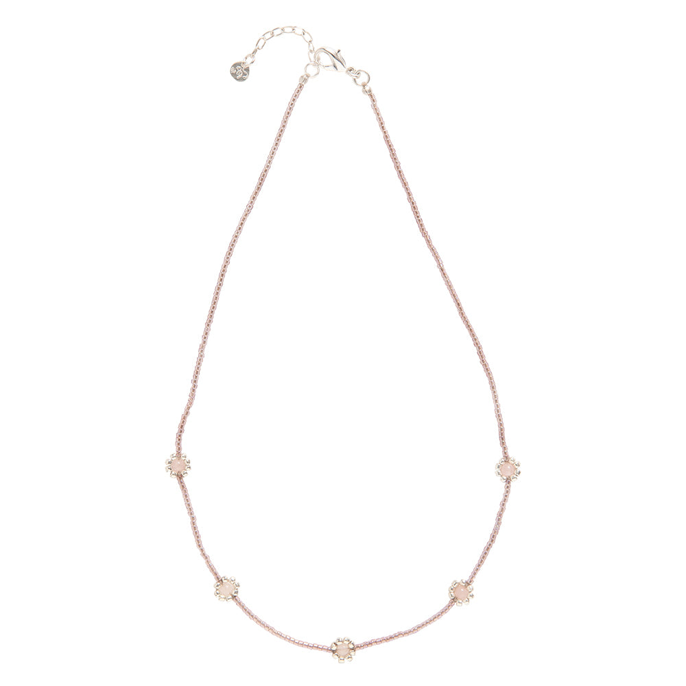 Flourish Rose Quartz Silver Colored Necklace