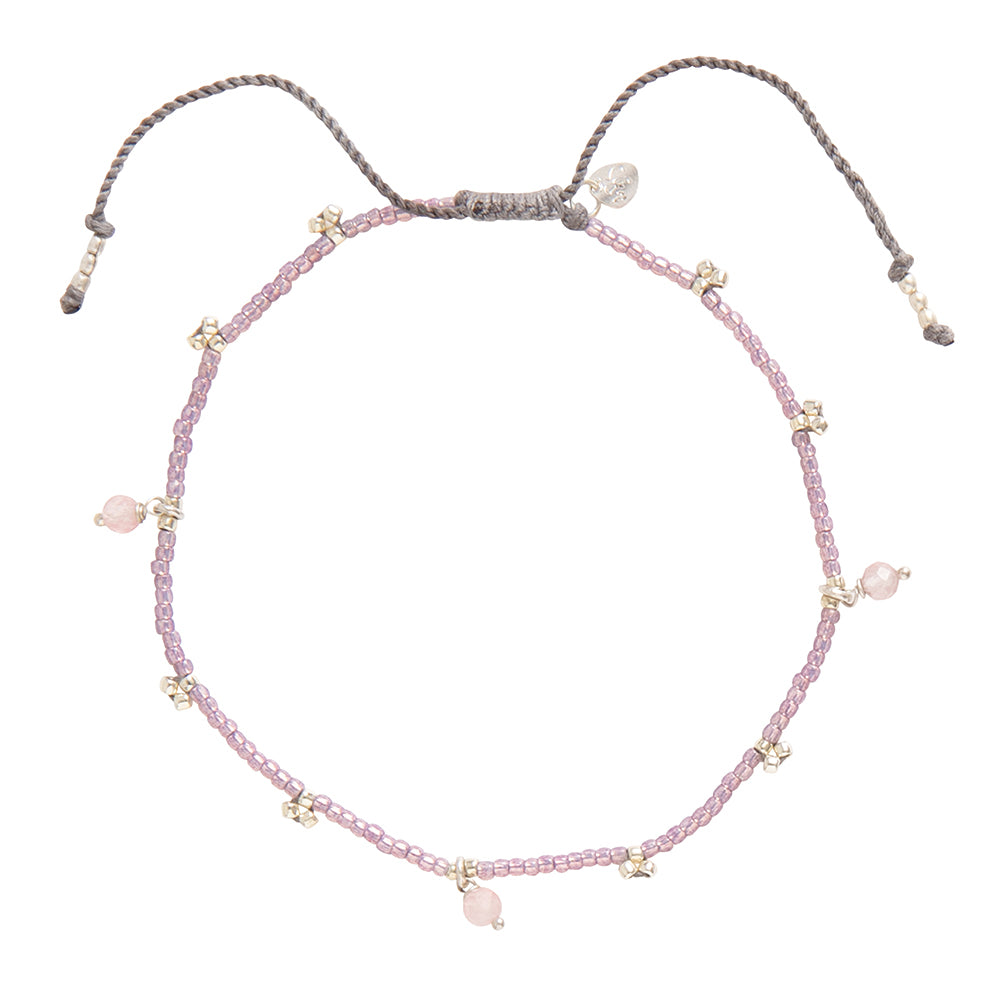 Spice Rose Quartz Silver Colored Anklet