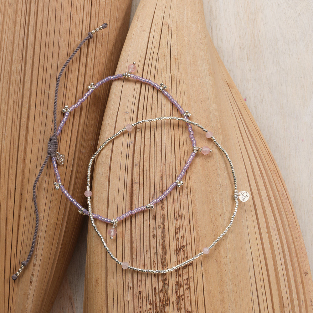 Spice Rose Quartz Silver Colored Anklet