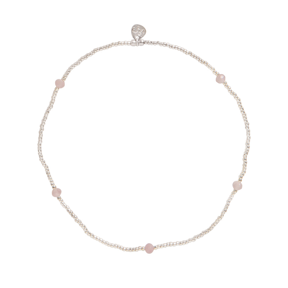 Beach Rose Quartz Silver Colored Anklet