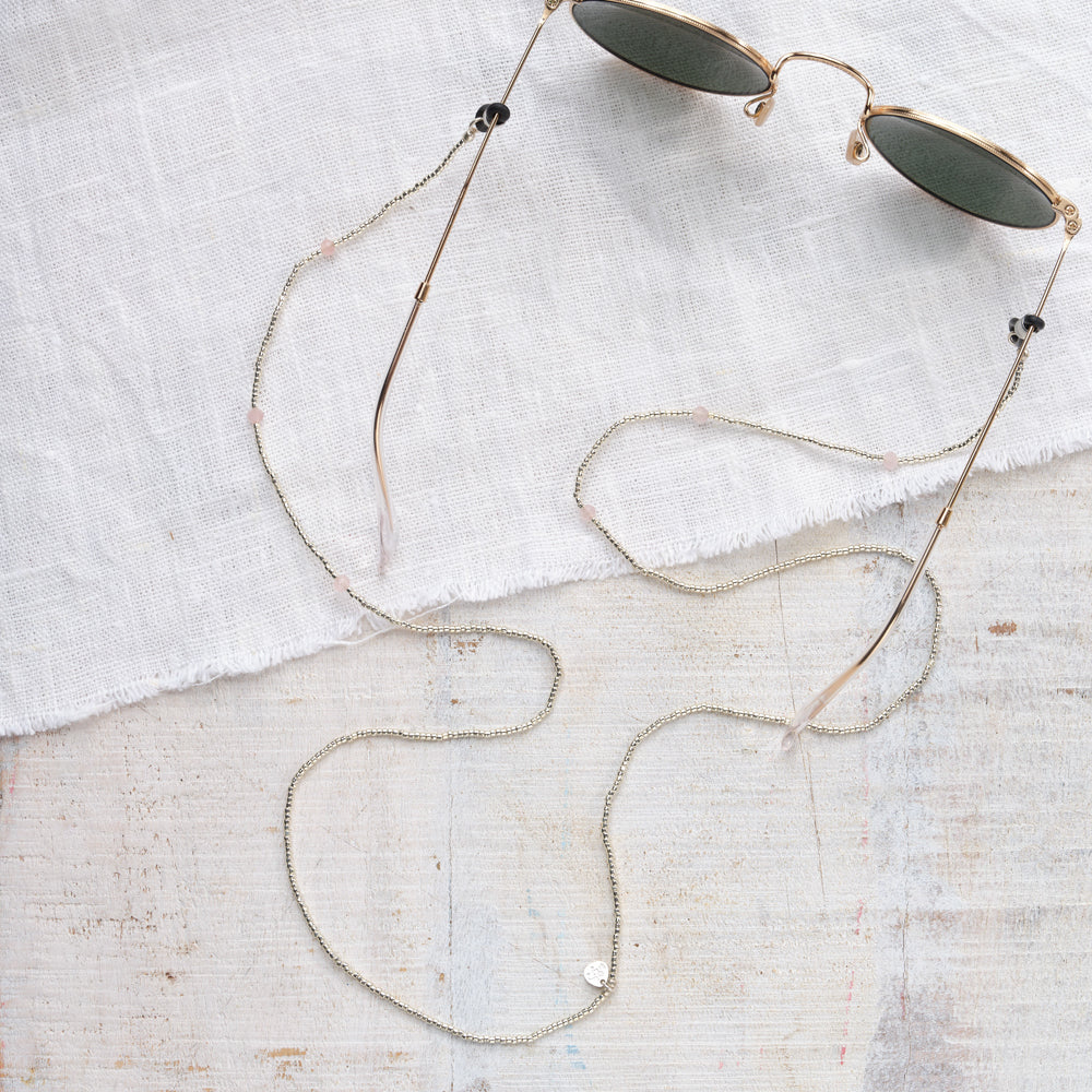 Shore Rose Quartz Silver Colored Glasses Cord