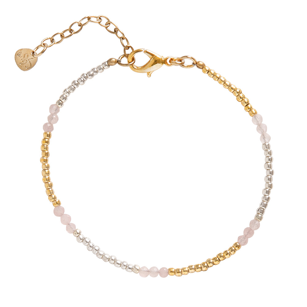 Serene Rose Quartz Gold Colored Bracelet