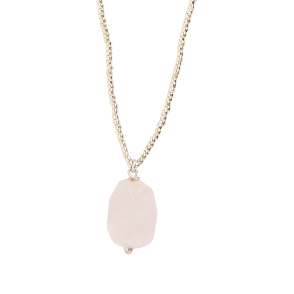 Calm Rose Quartz Silver Colored Necklace