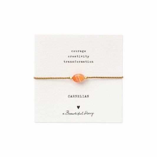 Gemstone Card Carnelian Gold Colored Bracelet