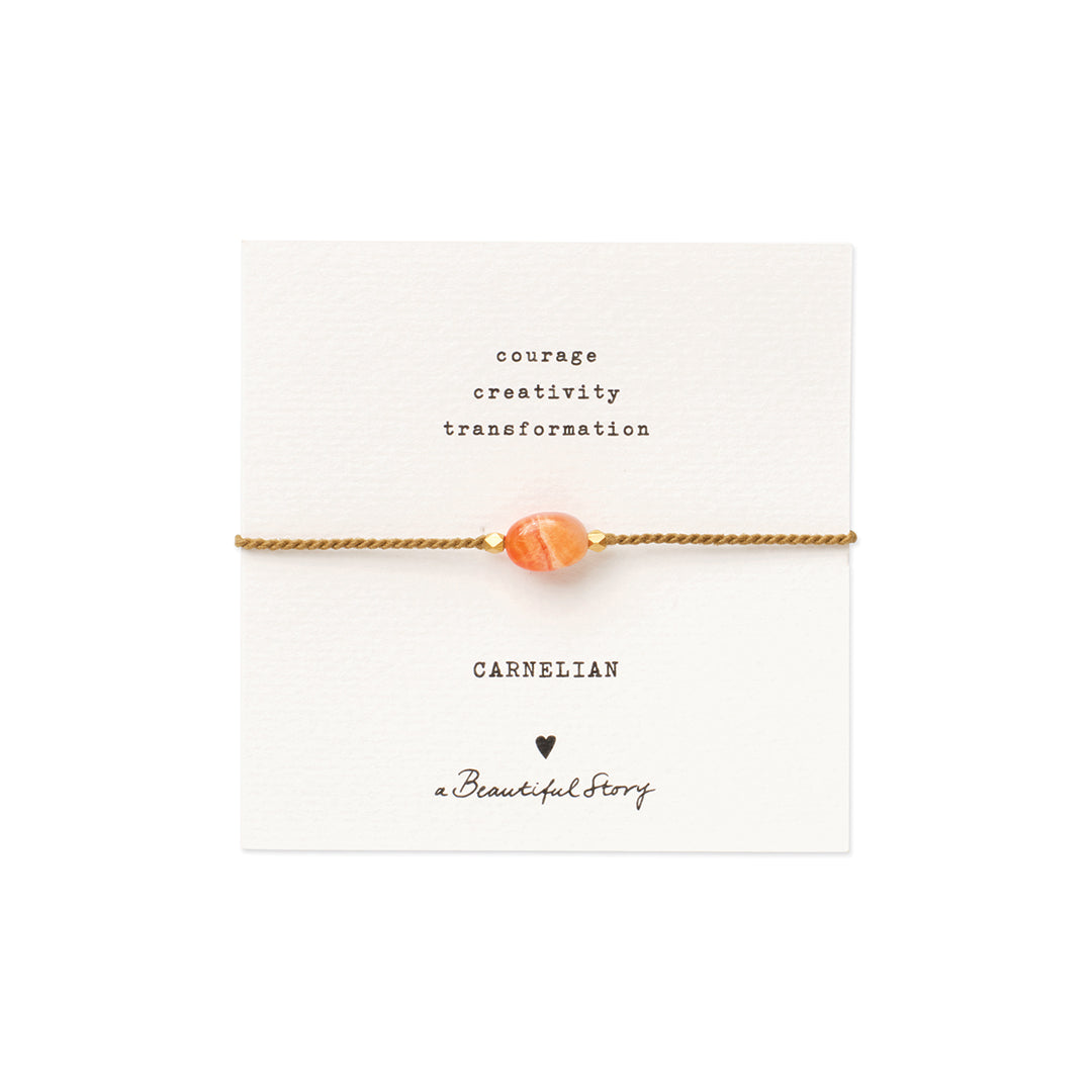 Gemstone Card Carnelian Gold Colored Bracelet