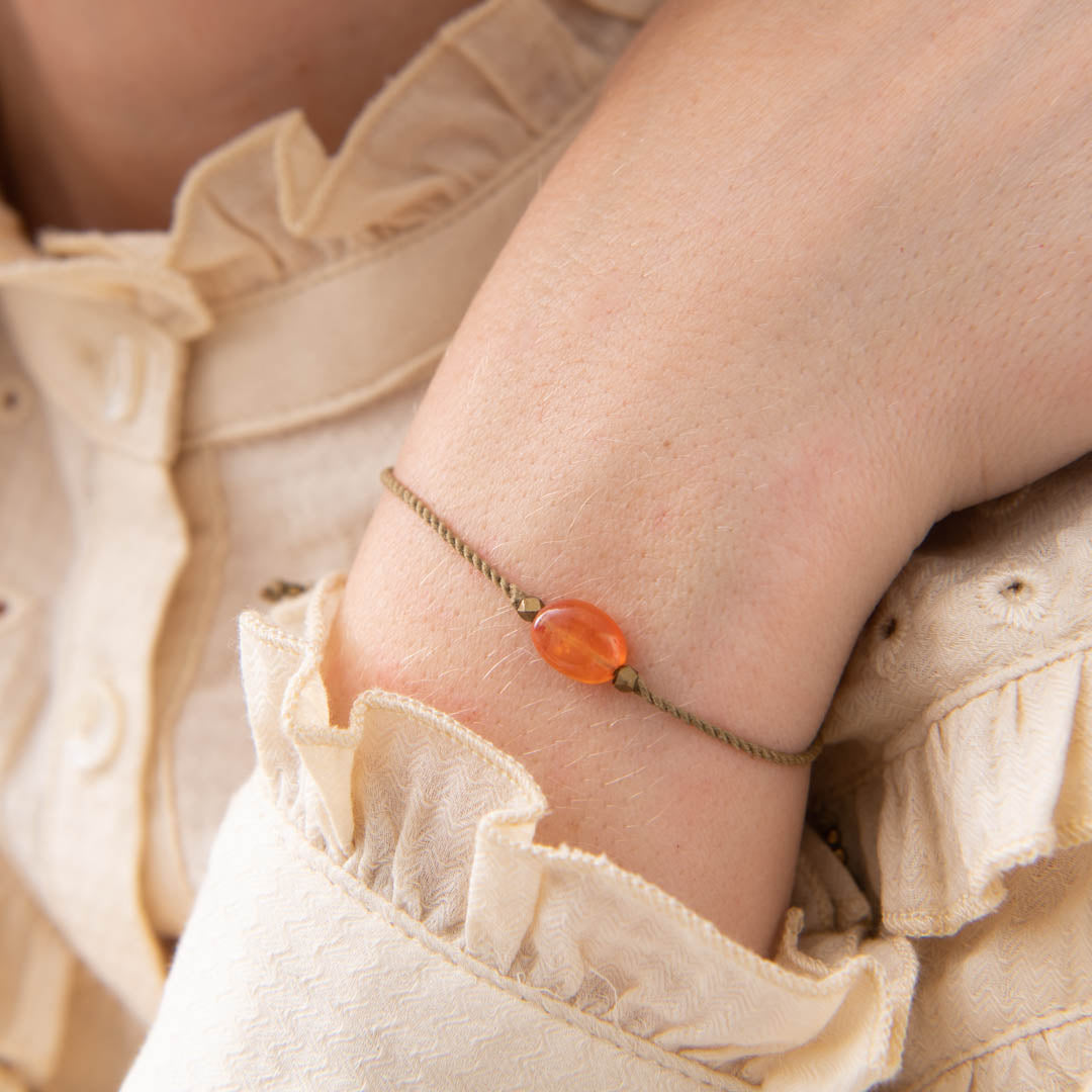 Gemstone Card Carnelian Gold Colored Bracelet