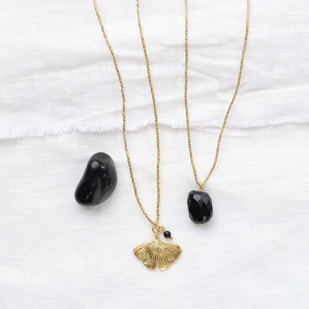 Paradise Black Onyx Gold Colored Necklace