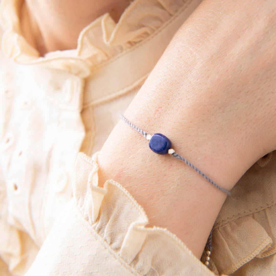 Gemstone Card Lapis Lazuli Silver Colored Bracelet