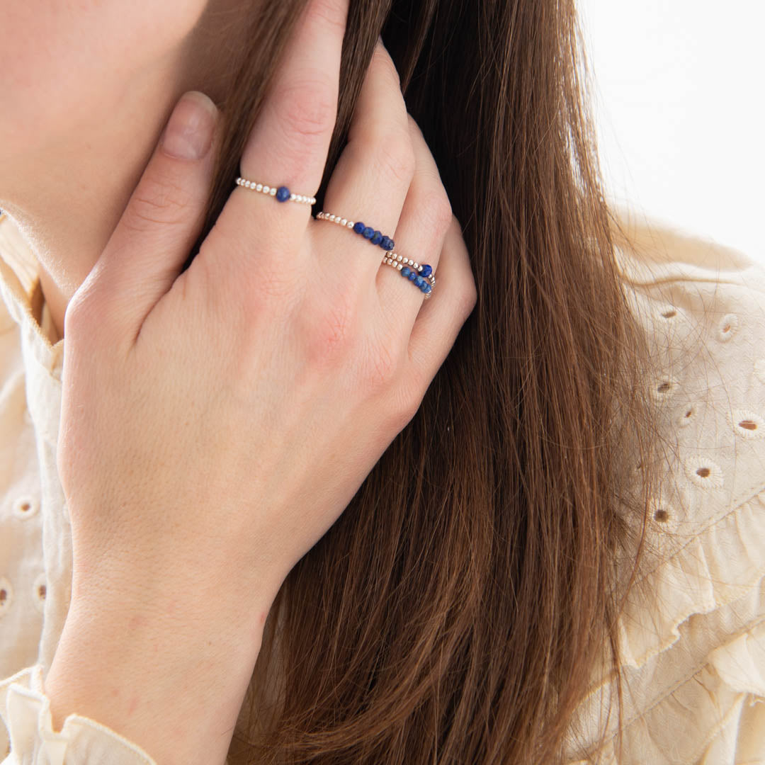 Beauty Lapis Lazuli Silver Colored Ring - S/M