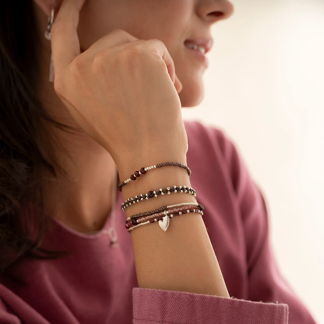 Decent Garnet Bracelet Silver Colored