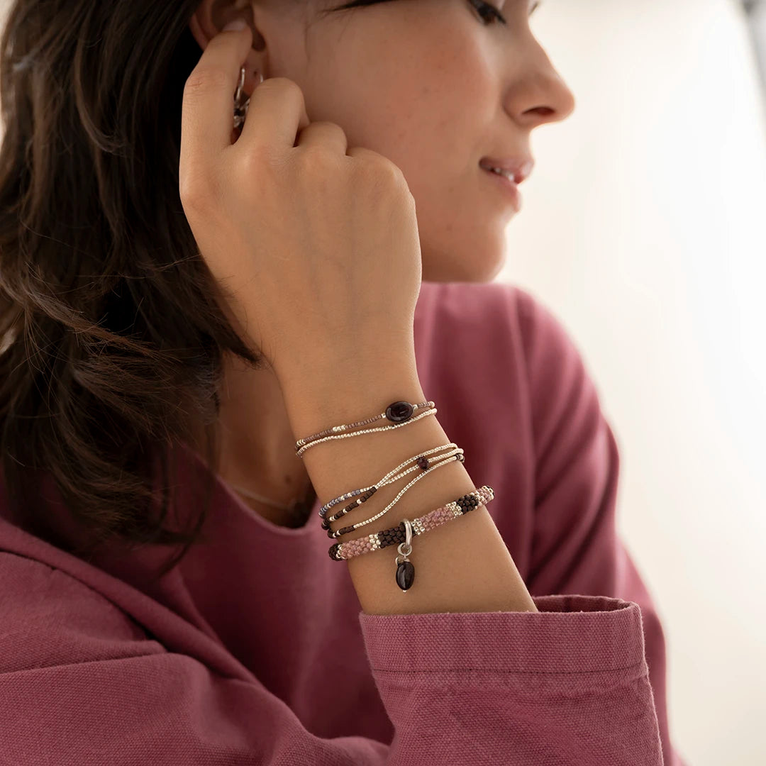 Sensation Garnet Bracelet Silver Colored