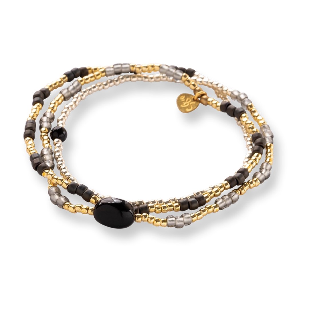 Energetic Black Onyx Bracelet Gold Colored