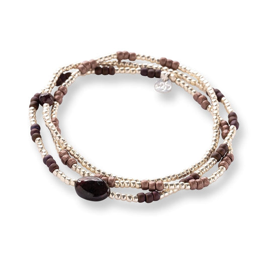 Energetic Garnet Bracelet Silver Colored