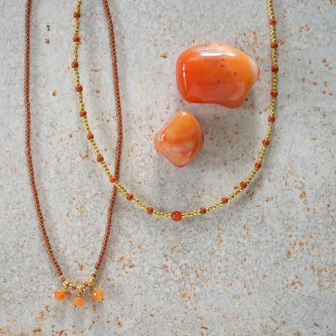 Primary Carnelian Necklace Gold Colored