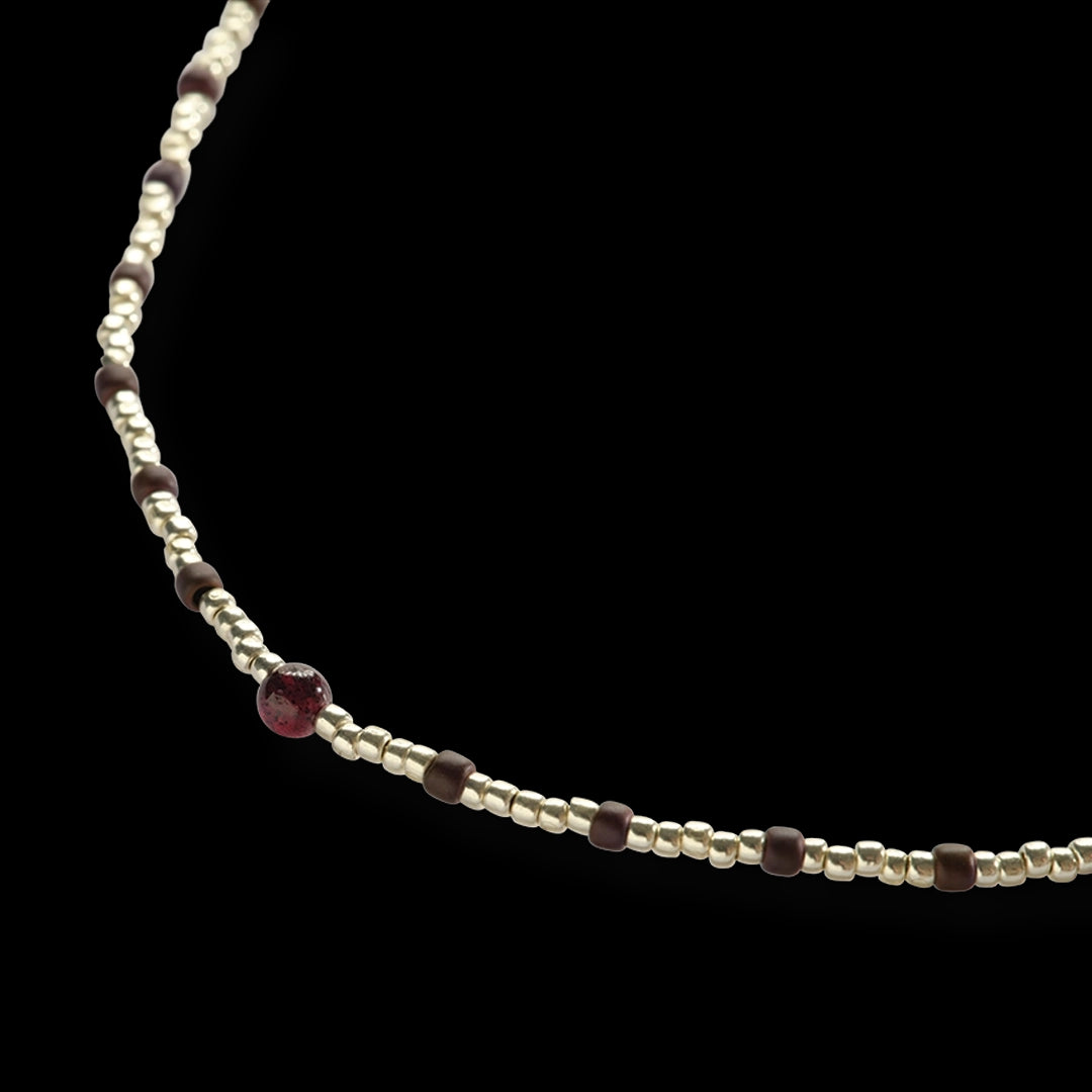 Primary Garnet Necklace Silver Colored