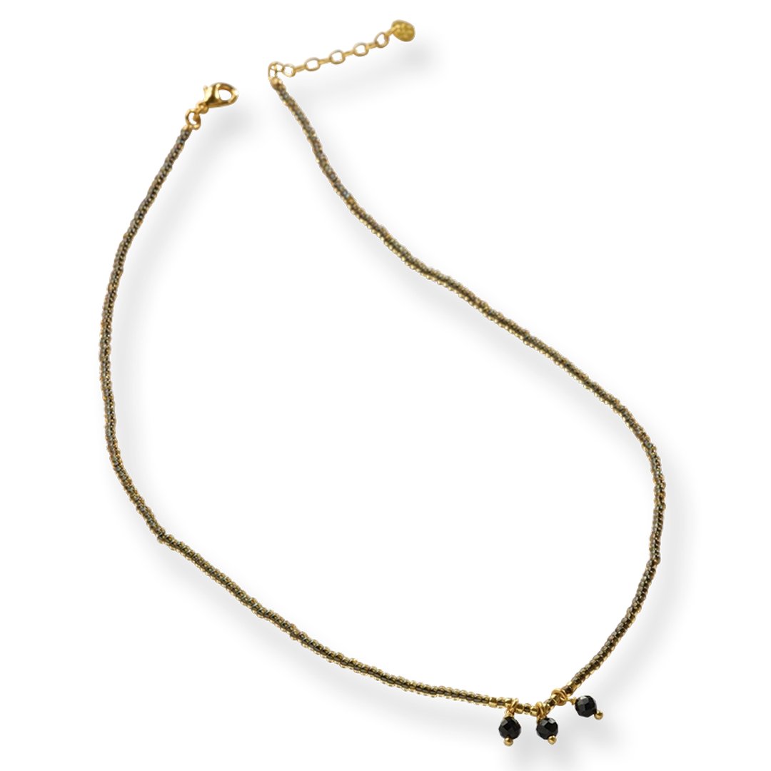 Empathy Black Onyx Necklace Gold Colored