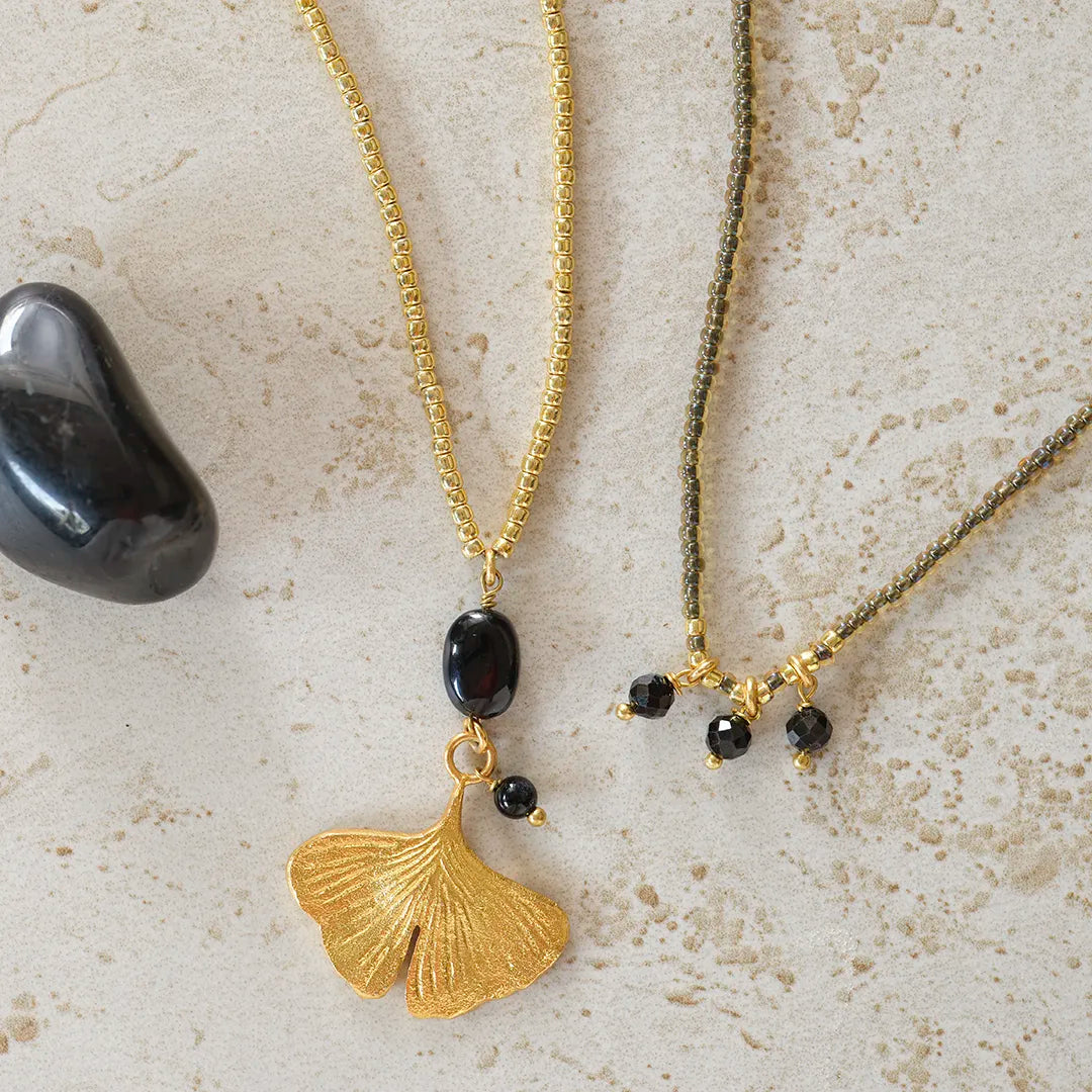 Empathy Black Onyx Necklace Gold Colored